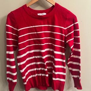 Liz Claiborne Red Crew Neck Sweater with Stripes